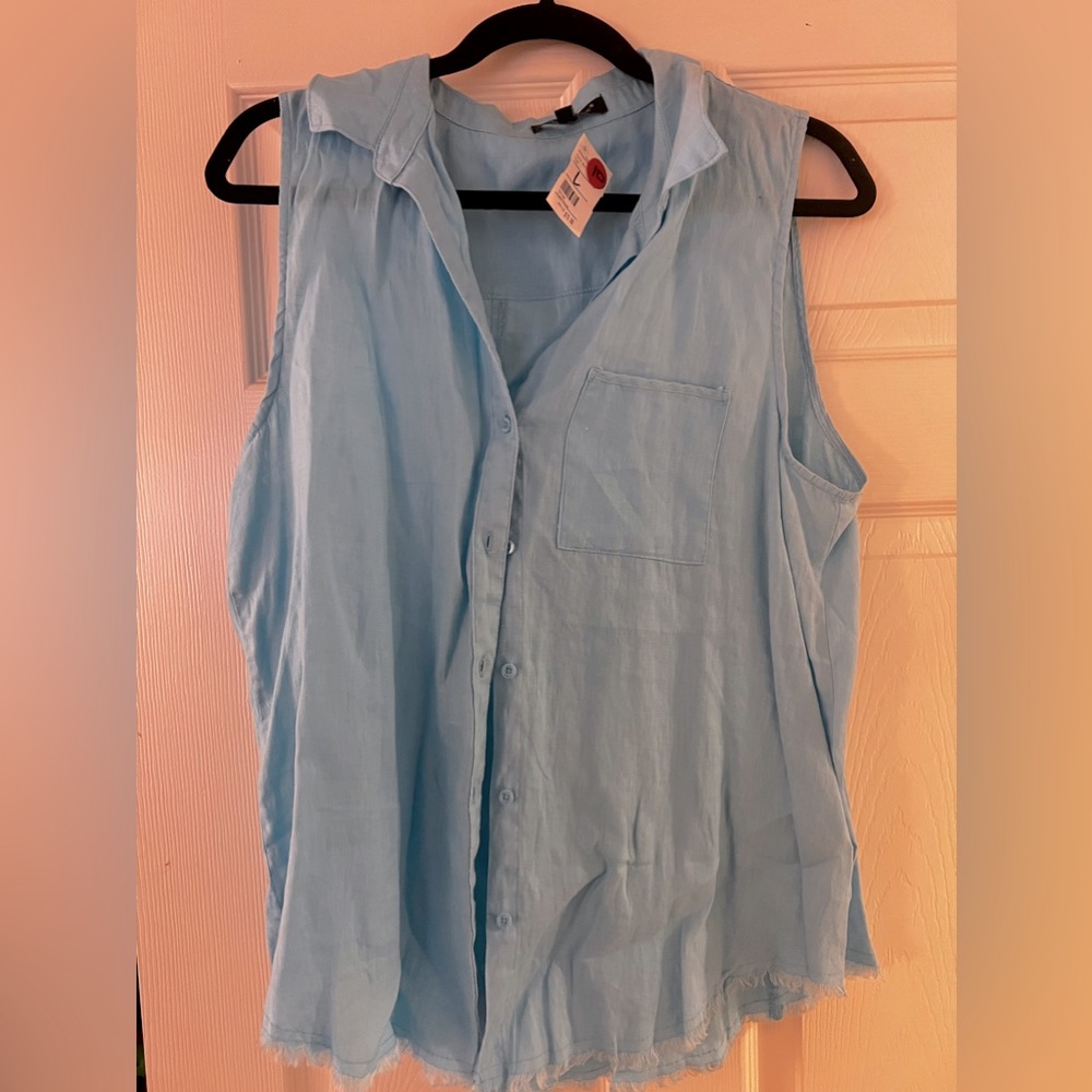 NWT - light blue, button up, sleeveless top